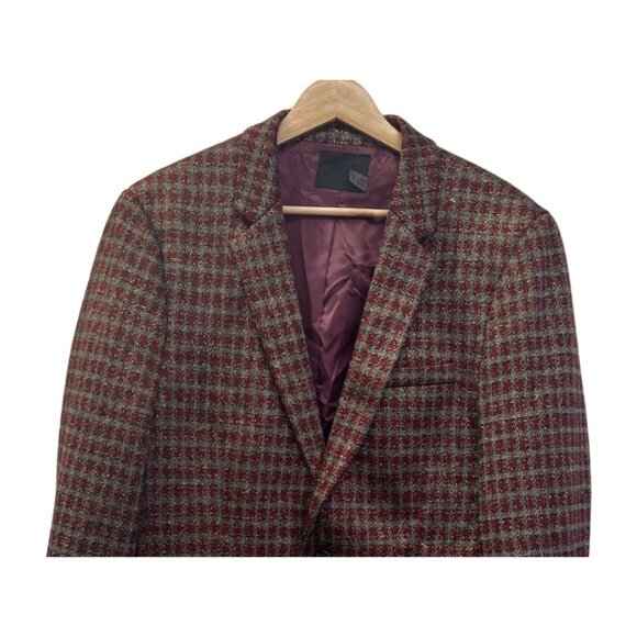 Asos NWOT Burgandy Red Brown and Gold 2 Button Blazer - Picture 4 of 9